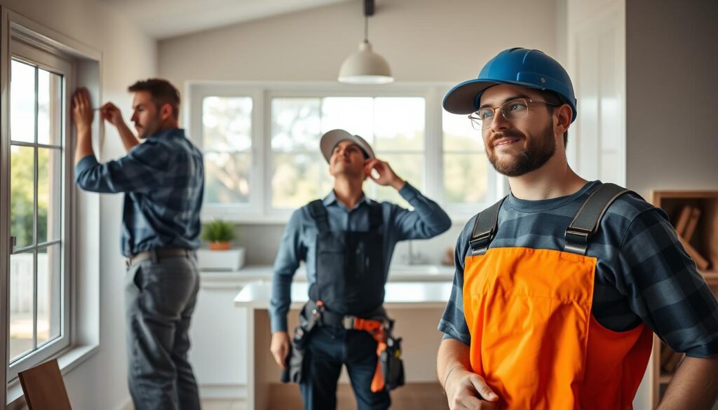 a group of handyman in a room
