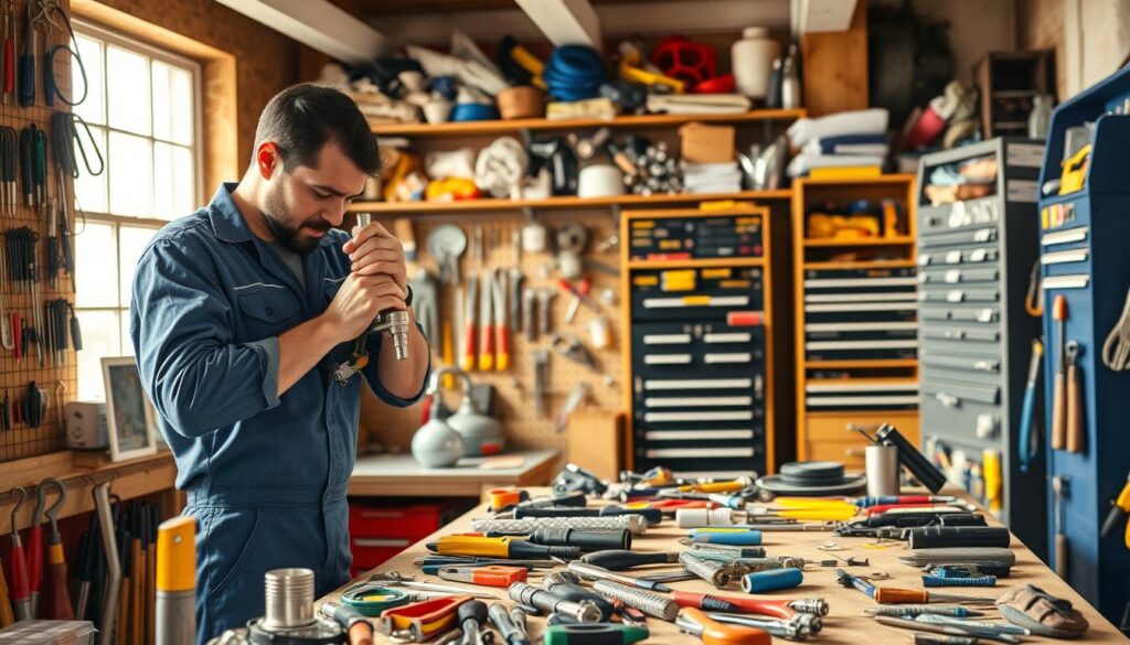 Handyman Near Me- a man looking at a tool