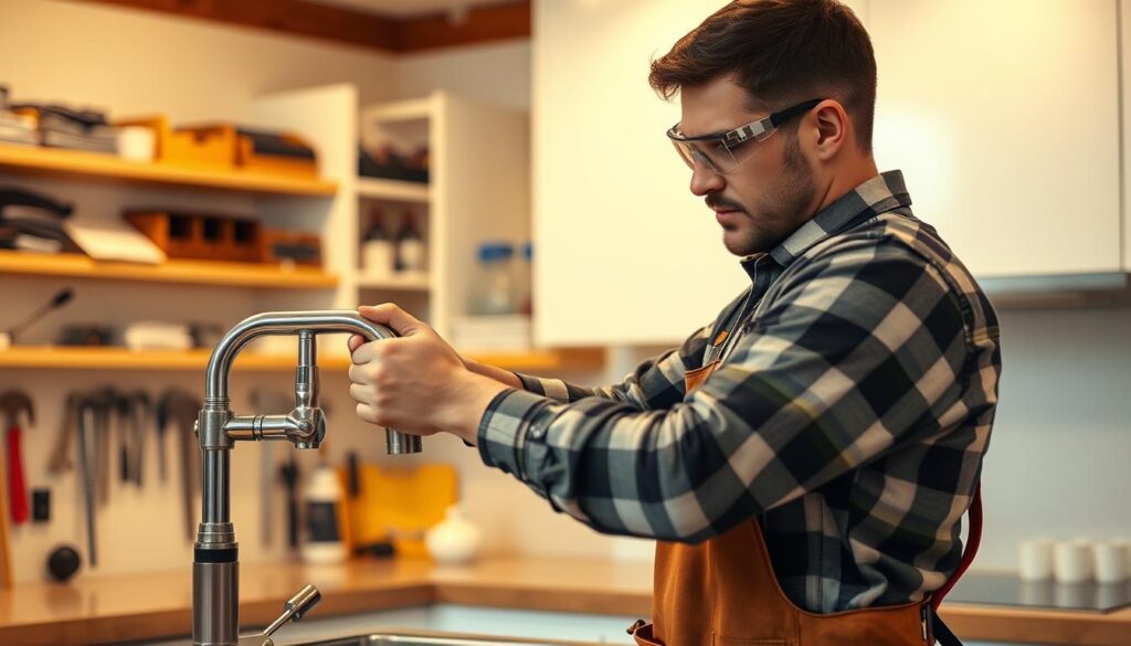 Handyman Near Me- a man wearing goggles and a flannel shirt
